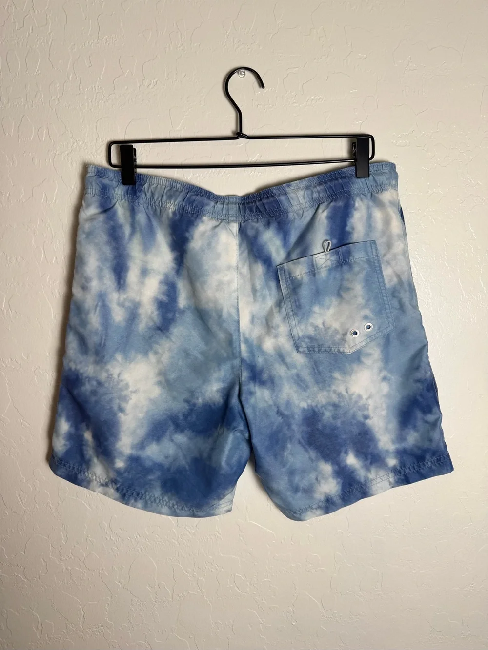 American Eagle Blue White Tie Dye Swim Trunks Mesh Lined Board Shorts